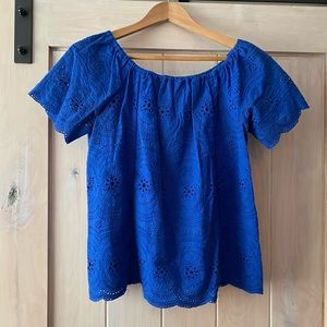 Philosophy Royal Blue Eyelet Blouse.